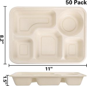 Produits écologiques Emballage alimentaire à emporter Biodégradable Durable Jetable Boîte à lunch à 4 compartiments Plateau repas en bagasse avec couvercle - Product Image 2