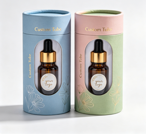 Luxury White Cardboard Paper Tube, Round Cylinder Gift Box for Perfume & Face Cream, Custom Gold <b>Foil</b> Logo Available - Product Image 2