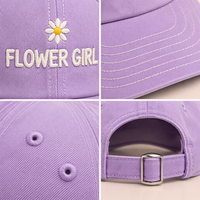 Topi Baseball Anak Custom Bordir Bunga Daisy untuk Pernikahan, Bahan Katun, Dapat Disesuaikan, Unisex, Grosir OEM