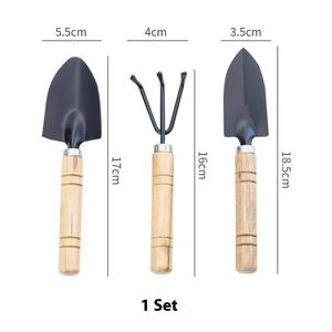 تصميم حديث ثلاث قطع ديي مجموعة مجرفة البستنة أدوات التربة بوعاء دائم مع مقابض الحديد الخشبية للزهور في الأماكن المغلقة - Product Image 4