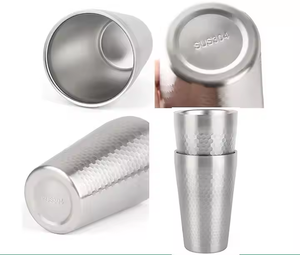 Tasse en acier inoxydable à motif de <span class=keywords><strong>marteau</strong></span> à double couche simple et à la mode, tasse à main - Product Image 2