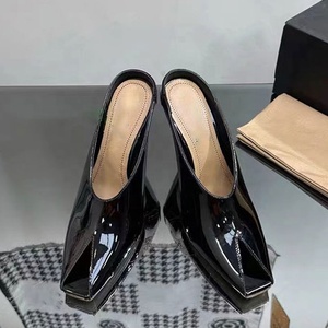 Women on Solid <b>Sandals</b> Hook High Heels Stiletto Dress Shoes Thin High-Heeled Mules Party Peep Toe Slides - Product Image 4