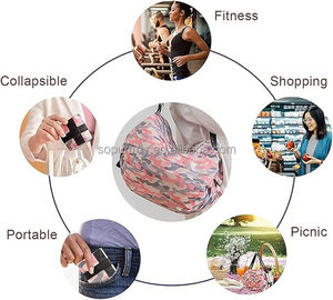 Sacs d'épicerie personnalisés avec logo, grande capacité, recyclables, en polyester, portables, pliables, réutilisables, avec fermeture éclair - Product Image 6