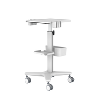 Chariot médical professionnel moderne en alliage d'aluminium pour équipement d'hôpital et de clinique, chariot mobile pour échographe avec deux supports pour sondes