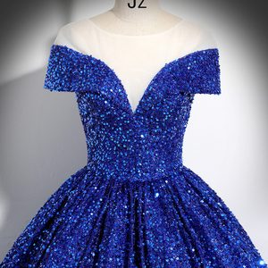 Vestido de Noche Largo con Lentejuelas Azules, Estilo Vintage, para Fiesta, Banquete o Graduación - Product Image 3