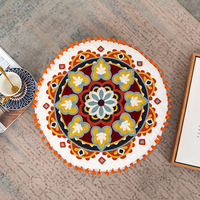 Boho Handmade Round Kissen bezug Marok kanis che Leinwand Boho Kissen bezug Kunden spezifische Stickerei Bohemian Round Seat Kissen bezug