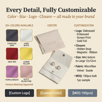 Pochette carrée à rabat en microfibre suédée colorée avec logo personnalisé en relief, emballage de luxe pour bijoux, boucles d'oreilles, bagues, cadeaux, sac en microfibre