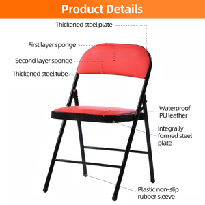 Sedia da Conferenza Impilabile dal Design Moderno, Telaio in Metallo e Seduta in Pelle PU per Hotel, Sale Banchetti e Sale Riunioni d'Ufficio - Product Image 4