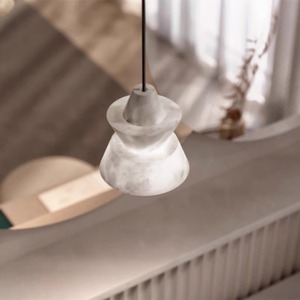 Luminaire suspendu en marbre espagnol design, blanc, LED, long cordon, pour salon, salle à manger, chambre - Product Image 2