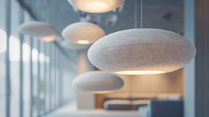 Luminaire suspendu insonorisant et ignifuge <span class=keywords><strong>Deco</strong></span> Sound, NRC 0.75, en fibre de polyester écologique, pour salon et chambre à coucher - Product Image 3