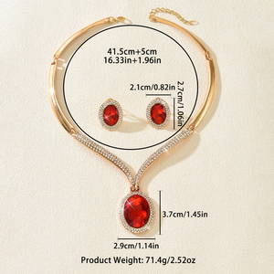 Lujoso conjunto de joyería de moda para <span class=keywords><strong>novia</strong></span>, <span class=keywords><strong>collar</strong></span> y pendientes con colgante de diamantes de imitación para bodas - Product Image 2