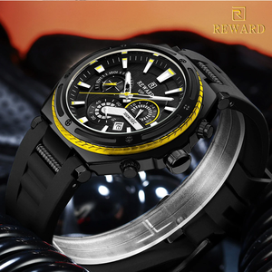 REWARD Reloj de Lujo para Hombre de Negocios, Venta al por Mayor, Correa de Silicona Flexible, Logotipo Personalizado, Cronógrafo, Puntero, Caja Grande de 48 mm, Reloj de Cuarzo de Moda - Product Image 3