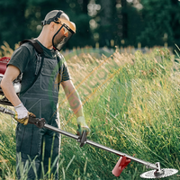 Nueva Desbrozadora Agricon GX-35 Roja de Acero Inoxidable a Gasolina con Mochila, Recortadora de Maleza y Bordeadora, 8 Accesorios para Agricultura y Jardinería