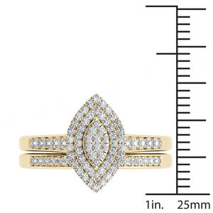 Ensemble de bague de fiançailles en argent sterling 925 or jaune 14 carats 13 carats CZ forme marquise halo - Product Image 5