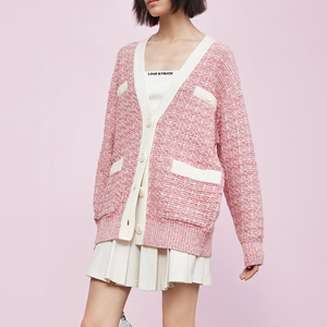 Haut de gamme mode femmes <span class=keywords><strong>laine</strong></span> mélangée solide motif col en v <span class=keywords><strong>tricot</strong></span>é Cardigan chaud Long pull <span class=keywords><strong>veste</strong></span> Style décontracté haut - Product Image 4