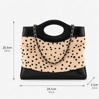 Sac fourre-tout tendance imprimé léopard, style urbain, en cuir peluche patchwork, sac à bandoulière pour femme avec chaîne métallique – Vente flash