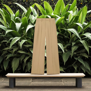 Pantalones Anchos de Cintura Alta para Mujer, Color Caqui, Largos, Tejidos, Plisados, Minimalistas, para Oficina - Product Image 2