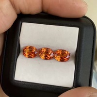 Batu Permata Safir Oranye Buatan Laboratorium Bentuk Oval Warna Merah Oranye Berkualitas Tinggi Potongan Emerald untuk Pembuatan Perhiasan