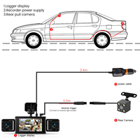 Podofo 4 saluran kamera dasbor mobil 1080P kamera depan belakang kanan kiri kamera dasbor 3 "IPS 8 penglihatan malam/Video putaran OEM grosir