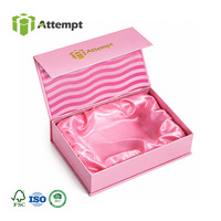 Boîte cadeau magnétique rose de luxe avec logo personnalisé, inserts en éponge satinée, matériaux recyclés, emballage cosmétique en carton écologique pour