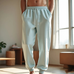 Pantalon de jogging de style de rue pour hommes en détresse pantalon de survêtement vintage en polaire délavé à l'acide pantalon à jambe droite - Product Image 3