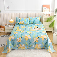 Fournisseurs chinois de tissu textile pour draps en microfibre 100% polyester, tissage uni, imprimé fleuri, blanchi, 80 g/m²