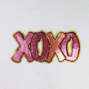 แผ่นรีดติดผ้ากำมะหยี่แวววาวขนาดใหญ่แผ่นปะวันวาเลนไทน์ Xoxo สำหรับเสื้อผ้า - Product Image 4