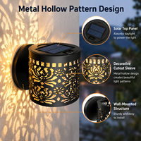 Lampe murale solaire en métal pour extérieur, projection d'ombres florales, lampe décorative de jardin LED
