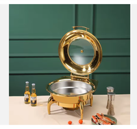 Chauffe-Plats Rond de Luxe 6L pour Hôtels et Restaurants – Équipement de Traiteur pour Banquets et Fêtes – Ensemble de Vaisselle Dorée pour Buffet