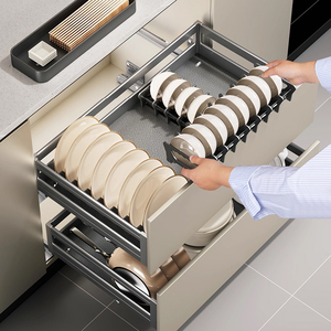 Estante para platos HNOSS, organizador de cocina, organizador de almacenamiento, cajón extraíble, accesorios para armario de cocina, cesta de cajón moderna - Product Image 4