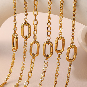 Carabiner Lock <b>Necklaces</b> & Bracelets | 18K PVD Gold Plated Stainless Steel Chain Assorted Shape Clasp Trendy Unisex DIY Jewelry - Product Image 4
