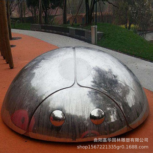Sculpture de coccinelle en acier inoxydable, à poser au sol, figurine animale d'extérieur, faite à la main, décoration de paysage de parc - Product Image 4