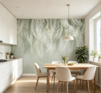 Papier peint mural personnalisé 3DSoft avec des feuilles de palmier tropicales vertes pour studio de yoga, studio photo, boutique, décoration murale commerciale