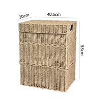 Panier à linge avec couvercle, grande capacité, panier de rangement en rotin avec doublure et poignées, panier à vêtements décoratif pour chambre à coucher, jouets