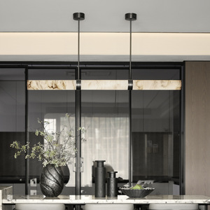 新到货悬挂餐厅餐厅办公室Led线性大理石吊灯 - Product Image 4