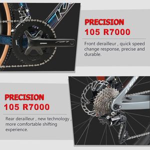 Vélo de route en fibre de carbone T800, 22 vitesses, freins à disque, <span class=keywords><strong>groupe</strong></span> <span class=keywords><strong>Shimano</strong></span> <span class=keywords><strong>105</strong></span> R7000, 700C, vélo de route entièrement en carbone pour hommes - Product Image 5