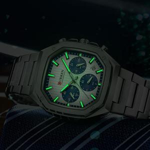 CURREN orologi da polso da uomo di moda 8459 in acciaio inossidabile <span class=keywords><strong>bianco</strong></span> cronografo <span class=keywords><strong>quadrante</strong></span> classico Sport stile luminoso mani orologi al quarzo - Product Image 4