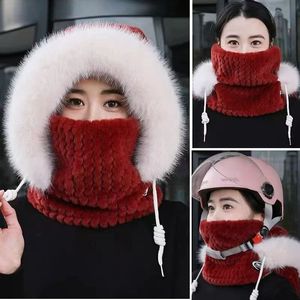 Progress Women's Plush Balaclava Beige Pink Warm Neck Warmer Face Mask For Winter Outdoor Cycling Windproof Hat - Product Image 3
