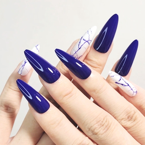 Reutilizable largo stiletto XL prensa en el fabricante de <span class=keywords><strong>uñas</strong></span> azul blanco diseños <span class=keywords><strong>uñas</strong></span> postizas estilos para mujeres moda <span class=keywords><strong>uñas</strong></span> postizas kit de preparación - Product Image 4