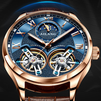 AILANG 8822 Montre à design original pour homme, double tourbillon, automatique, mécanique, montre-bracelet, mode, décontractée, business, luxueuse