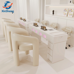 Bureau de <span class=keywords><strong>manucure</strong></span> professionnel en or blanc de luxe léger avec collecteur de poussière, chaise à ongles moderne en métal pour chambre à coucher ou usage en centre commercial - Product Image 6