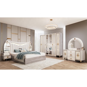 Juego de Muebles de Dormitorio Moderno King Size, Cabecera Iluminada de Lujo, Cama Doble con Marco de Madera, Muebles de Dormitorio Turcos Completos 310 - Product Image 4