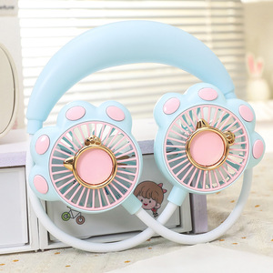 <span class=keywords><strong>Ventilateur</strong></span> électrique portable USB à deux vitesses pour filles, nouveau style tendance, motif patte <span class=keywords><strong>de</strong></span> chat, à fixer autour du <span class=keywords><strong>cou</strong></span>, autonomie 1-3 heures - Product Image 3
