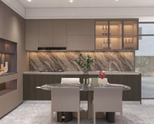 Nueva llegada de diseño de gabinete moderno de lujo personalizado de madera maciza de altura muebles de sala de estar armarios de cocina - Product Image 6