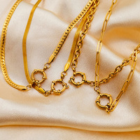 Vente chaude Bijoux De Mode Étanche 18k Plaqué Or En Acier Inoxydable O Chaîne Lame Chaîne Trombone Chaîne Printemps Fermoir Collier