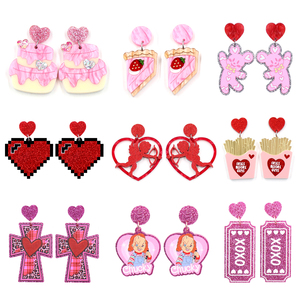 Orecchini Pendenti Artigianali Stile Carino Unisex in Acrilico Sintetico Placcato in Titanio di Xiaoyan per Anniversario - Product Image 1