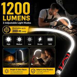 Lampe <span class=keywords><strong>de</strong></span> <span class=keywords><strong>travail</strong></span> LED flexible 2026, nouvelle lampe torche LED pliable <span class=keywords><strong>de</strong></span> 1800 mAh, bâton lumineux rechargeable flexible <span class=keywords><strong>de</strong></span> 27 pouces pour la réparation automobile et les espaces étroits - Product Image 1