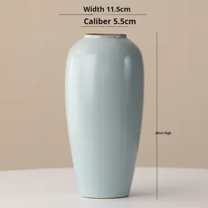 Cerámica estética de la dinastía <span class=keywords><strong>Song</strong></span> del horno Ru, nuevo estilo chino, jarrón hidropónico de gran diámetro, adornos decorativos de flores secas para el hogar - Product Image 2