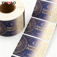 Autocollants personnalisés Yingao en rouleau, estampage à chaud or, étiquettes adhésives imperméables pour bouteilles d'huiles essentielles et flacons compte-gouttes d'essences