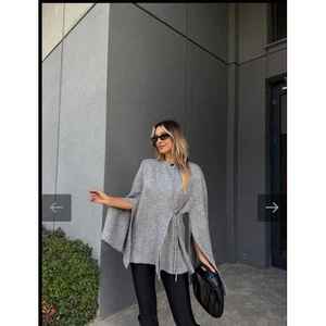 Cárdigan Casual con Lazos 1572, Estilos Largo y Corto, Decoración Bordada, Cierre de Botones, Cuello con Lazo, Material de Cachemira para Primavera - Product Image 2